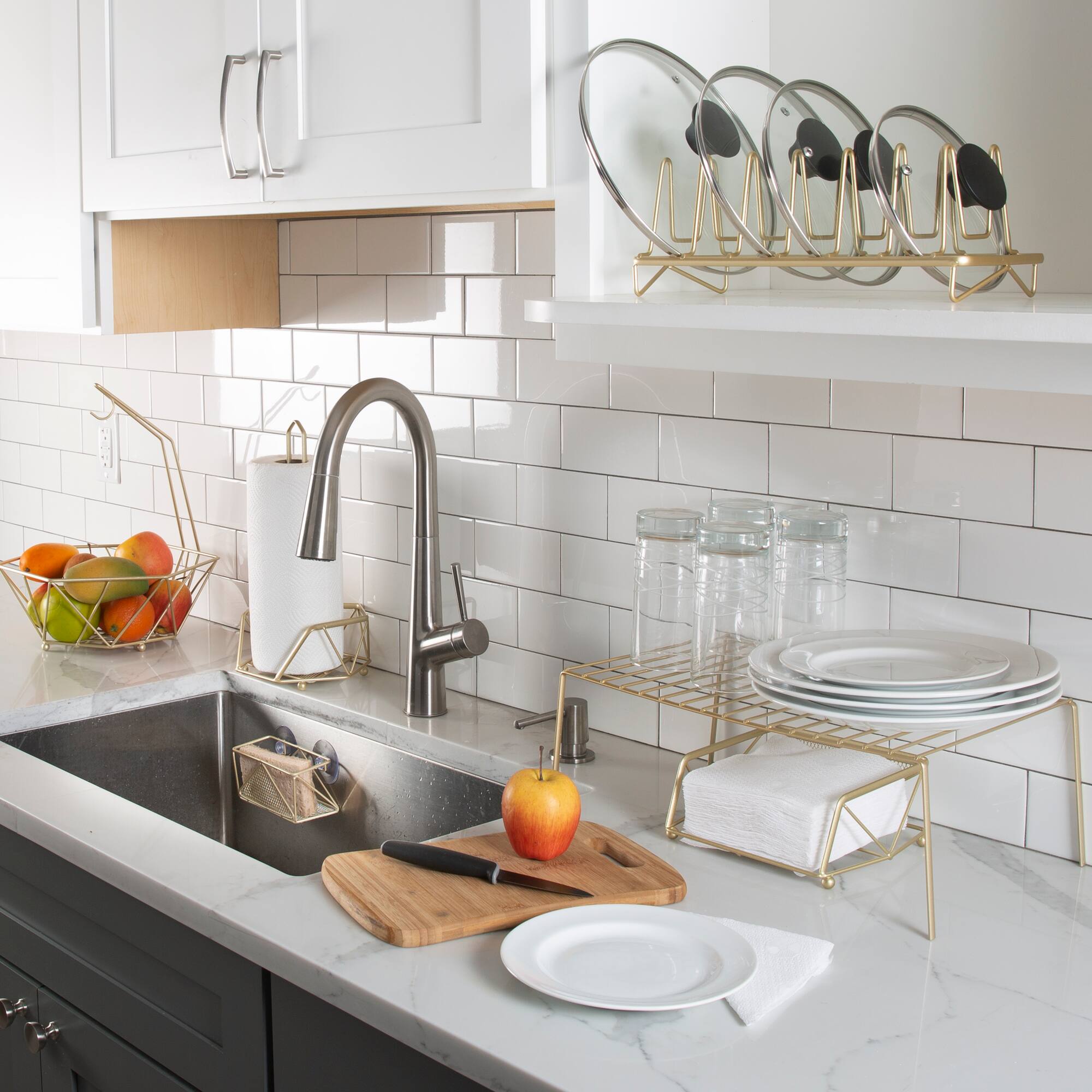 Kitchen Details Satin Gold Medium Helper Shelf